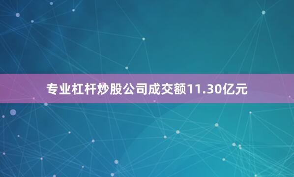 专业杠杆炒股公司成交额11.30亿元